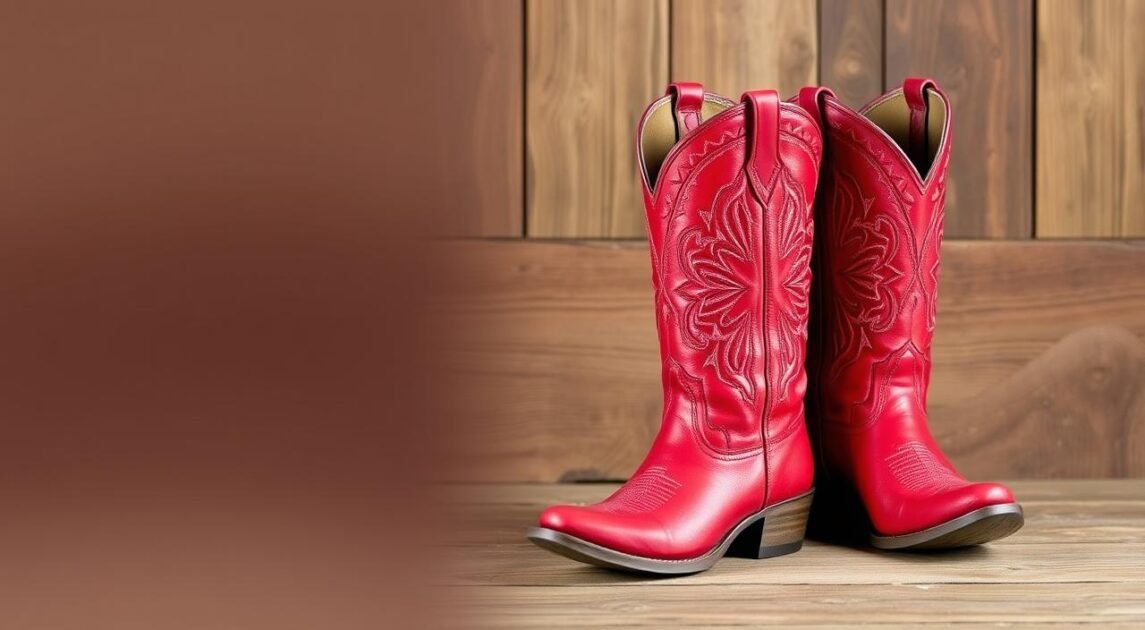 fashionable red cowgirl boots