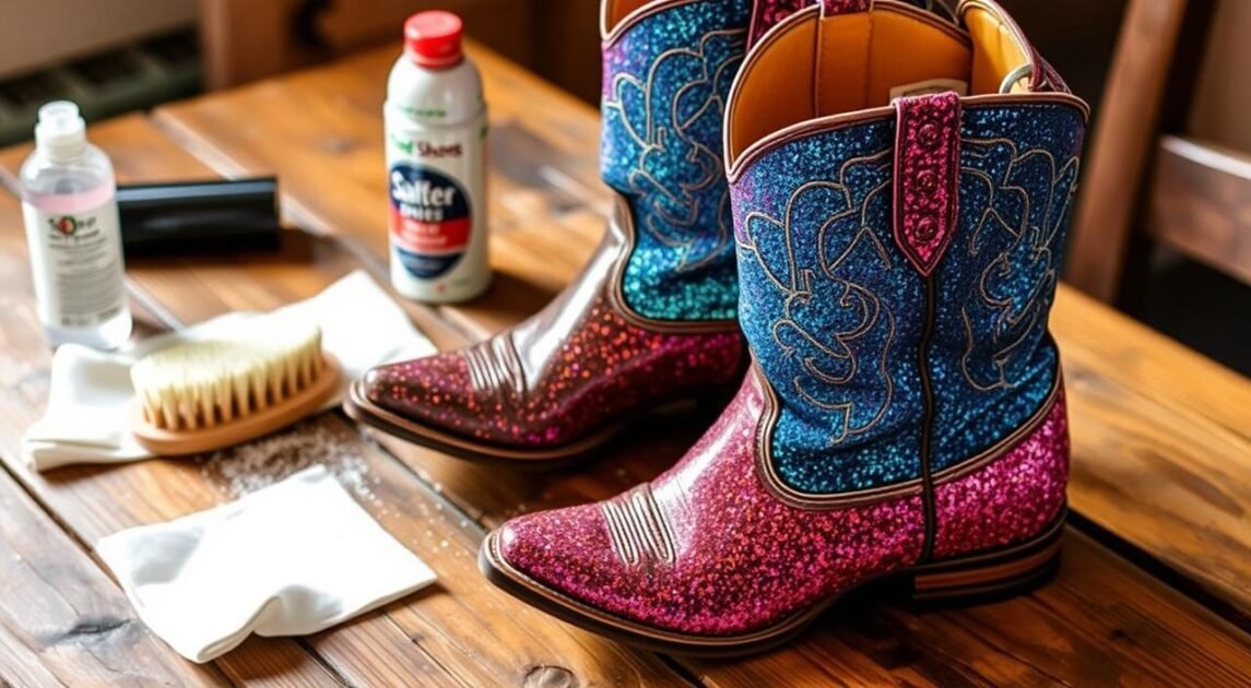 glitter cowboy boots care