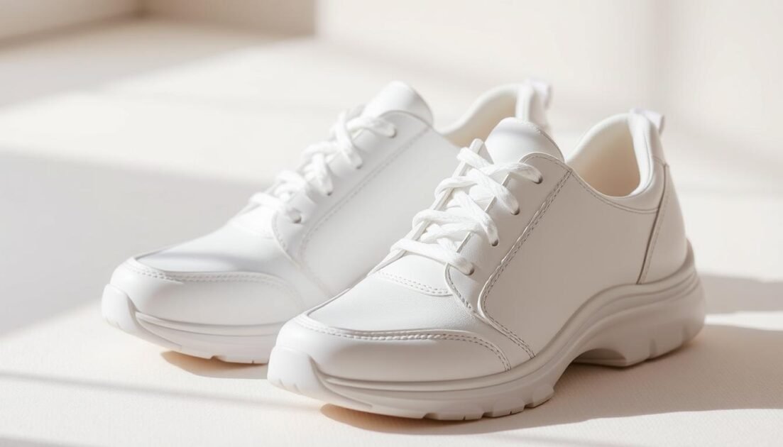 white walking shoes